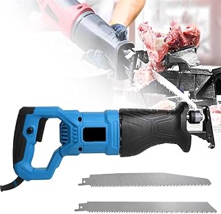 Bone Saw Machine, Electric Bone Saw, Professional Butcher Saw, Variable Speed, Electric Corded Reciprocating Saw with Blades for Cutting Metal, Wood, Pork,