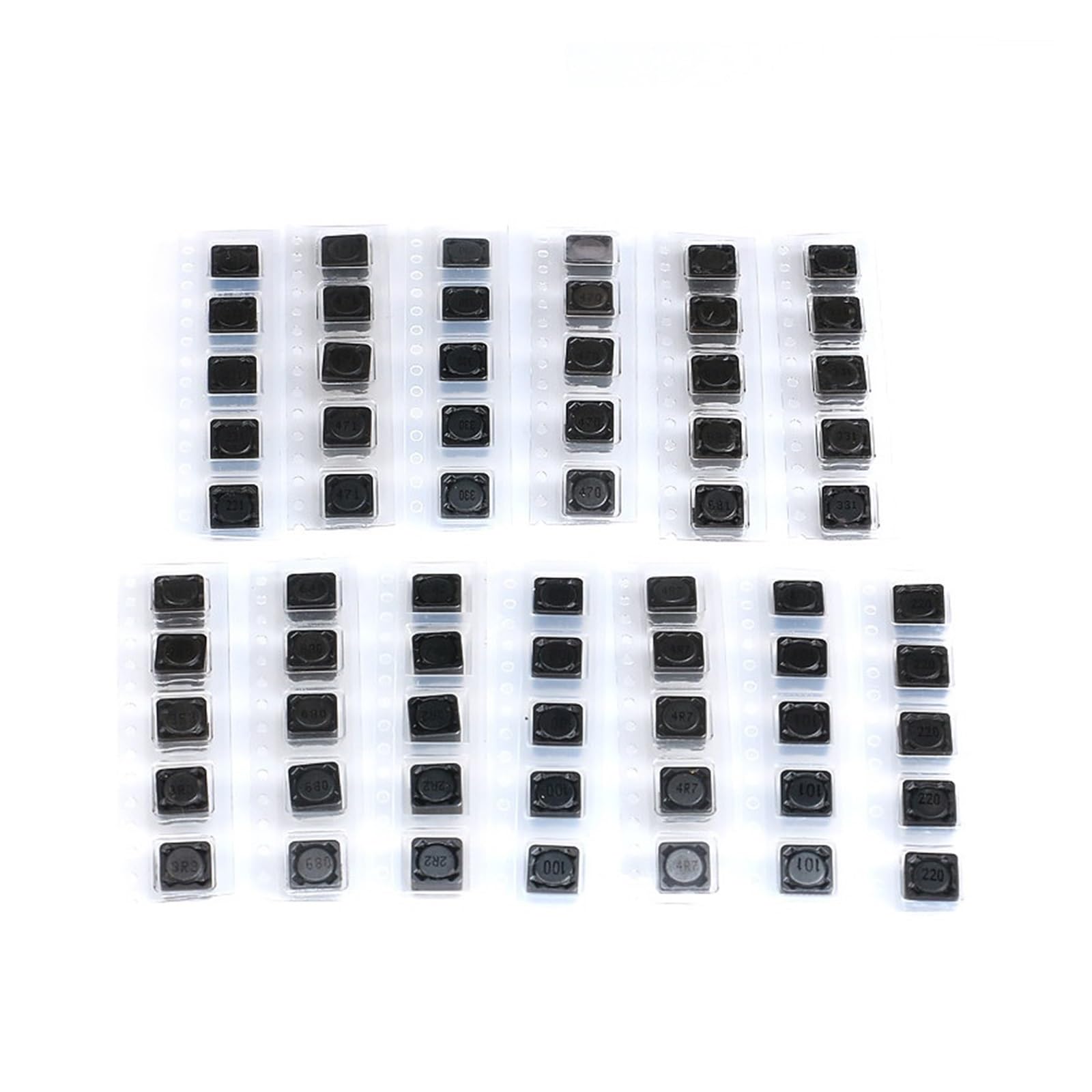 65 Piezas 13 valores Inductor blindado SMD Power Inductors Surtido Kit 2.2UH-680UH 7 * 7 * 4MM H74R