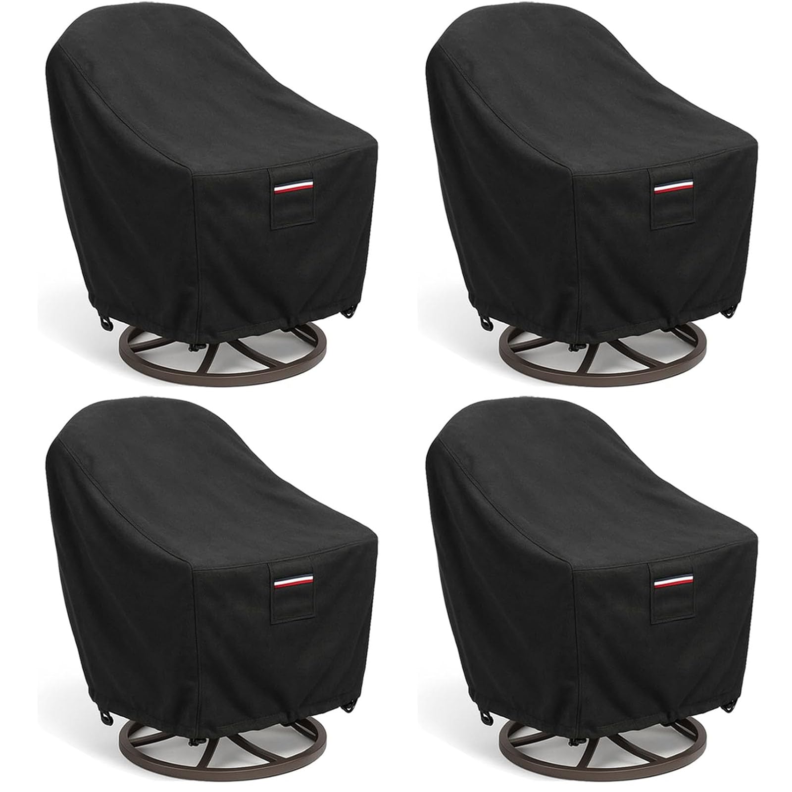 Outdoor Patio Chair Covers 4-Pack, Heavy Duty 600D Oxford Fabric, Weather Resistant Waterproof Furniture Protectors, 33x35x36 Inches, Black