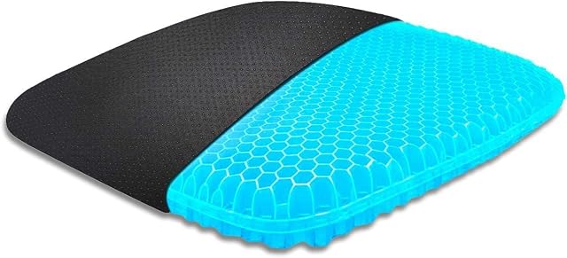 CHITSVENE Gel Seat Cushion, Breathable Cool Gel Cushion, Honeycomb Design Thick Large Seat Cushion, Sitting Pad for Home, Wheelchair, Car, Office (with Non-Slip Black Cover)