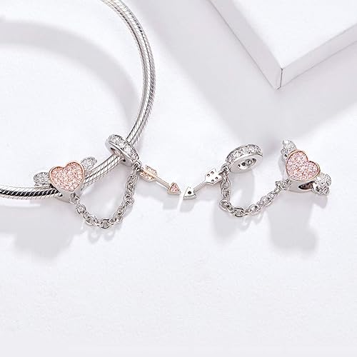 Miniatura 5 de Abalorio de plata de ley 925 con diseño de corazón auténtico, 100 % auténtico, para pulsera Pandora, collar de mujer, metal común, Abalorios de oro