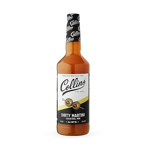 Collins Dirty Martini Mix, Made With Real Olive Brine for the Bold Flavor You Need, Classic Cocktail Recipe Ingredient, Bartender Mixer, Drinking Gifts, Home Cocktail bar, 32 fl oz