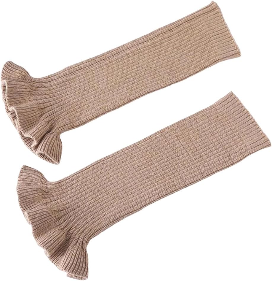 Women's Winter Ruffled Ribbed Leg Warmers Wool Blend Ankle Trim Boot Socks Foot Cover For Outdoor Activities