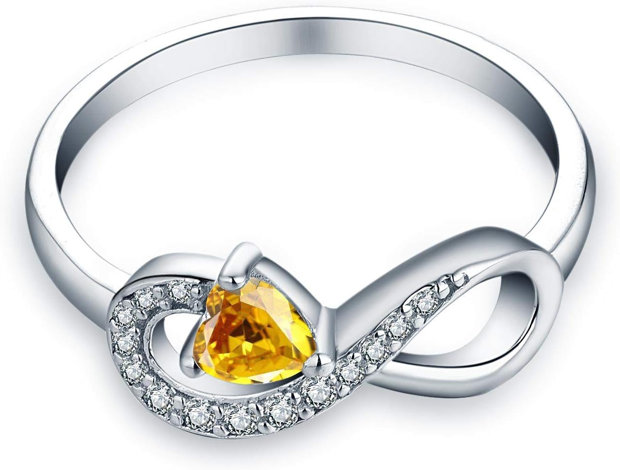 JO WISDOM Promise Ring for Women Sterling Silver Infinity Heart Promise Rings for Her Birthstone Cubic Zirconia Friendship Ring Size 5-12 - Image 2