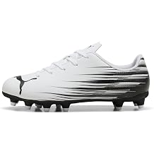 Puma Unisex-Child ATTACANTO Firm, Artificial Ground Soccer Cleats, White-Black AH25, Big Kid 2.5