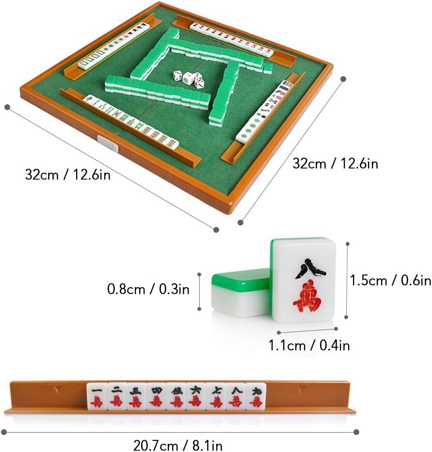Mini Mahjong Set with Folding Mahjong Table Portable Mah Jong Game Set For Travel Family Leisure Time Indoor Entertainment Accessories