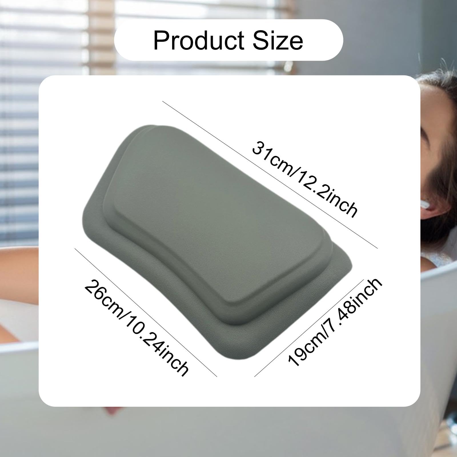 Cuscino Vasca Da Bagno Poggiacollo PU Morbido Ergonomico Sostegno Testa Accessorio Vasca Suzione Forte Adatto per Regalo, Verde