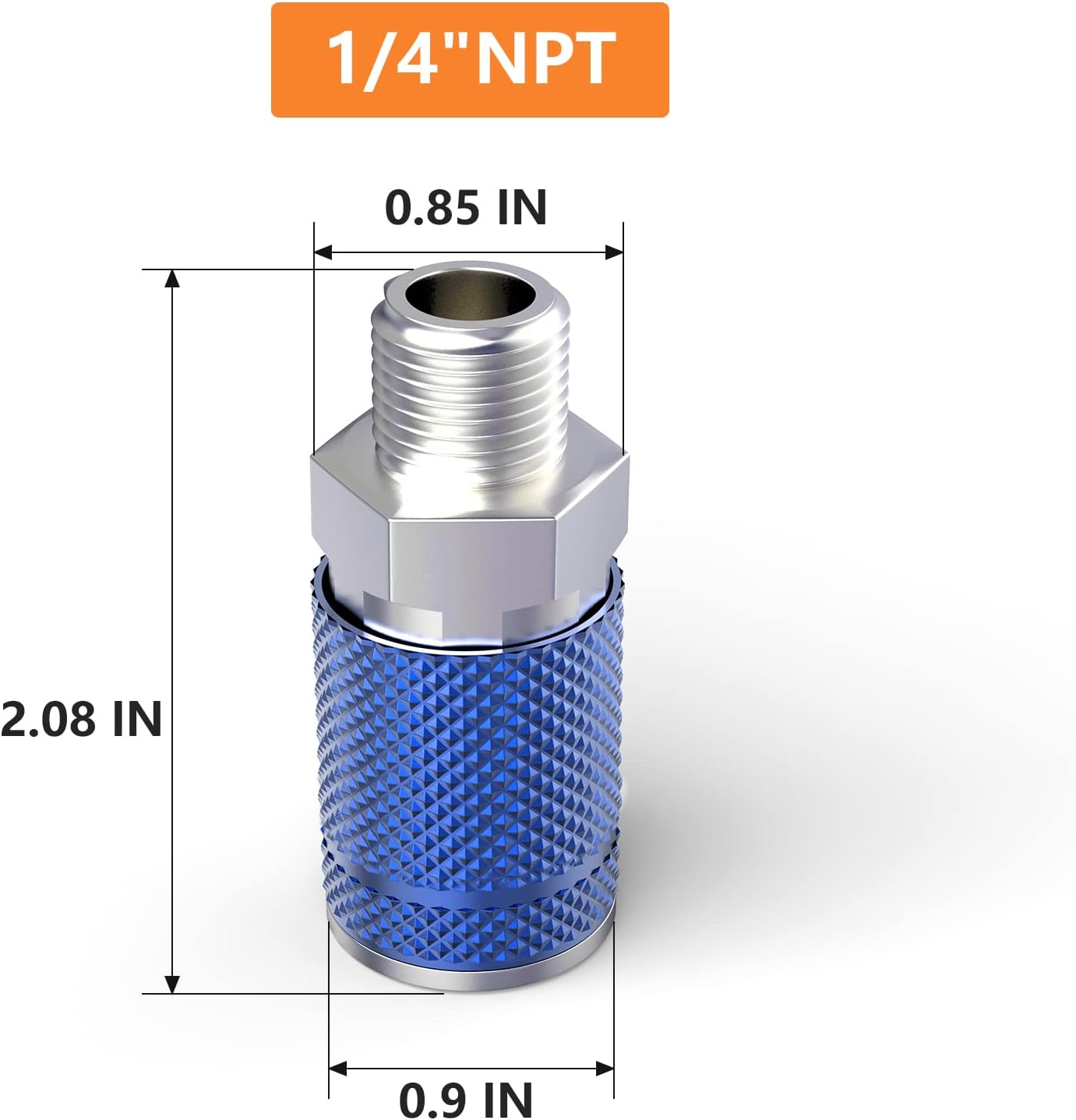 GASHER 12PCS Bule 1/4-Inch Male Industrial Coupler,1/4 Inch NPT Male Threads Size, Quick Connect Air Coupler