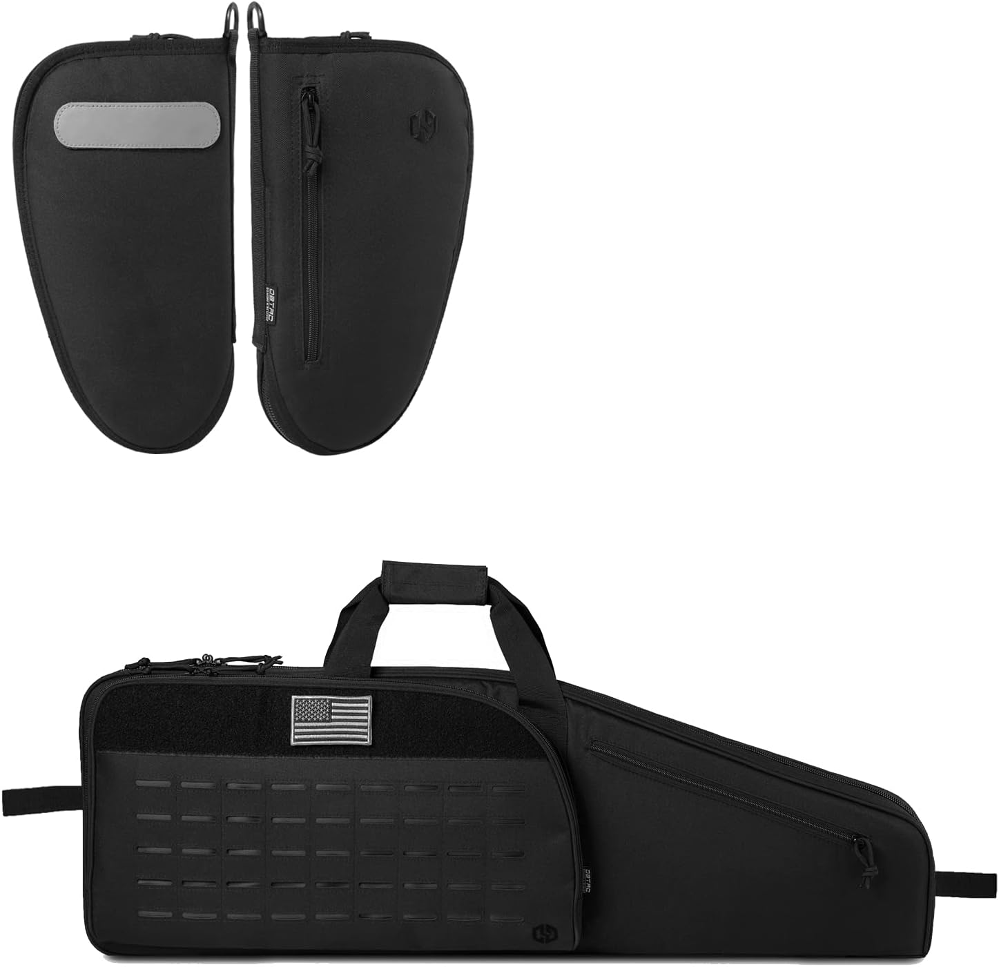 DBTAC Single Padded Pistol Bag Large (Black) + Single Rifle Bag 35" (Black), Lockable Zipper, Durable Material, Compact Design