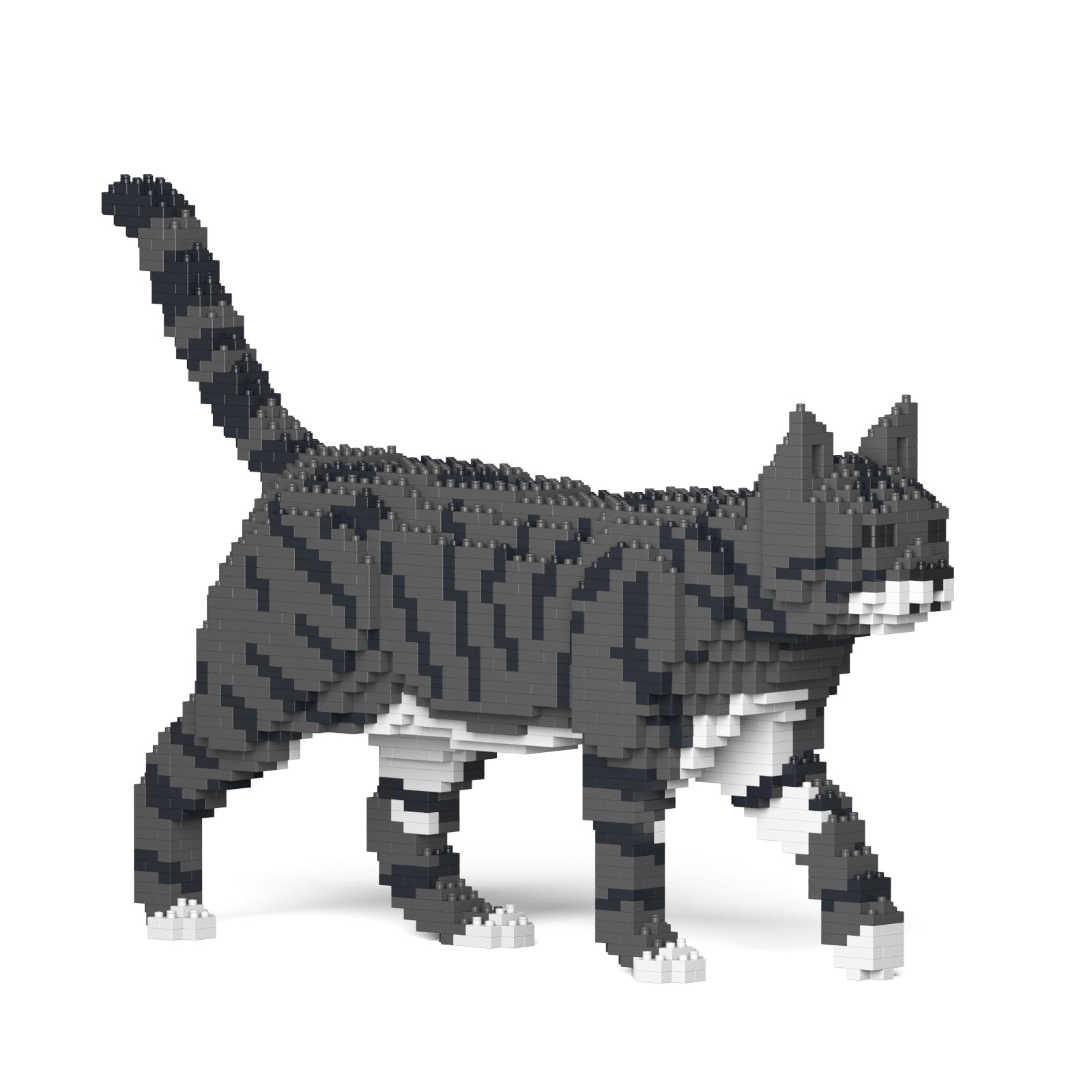 Jekca Tabby Deep Gray Cat 03S-M02 | Tabby Cat Plastic Building Blocks | Age 14+