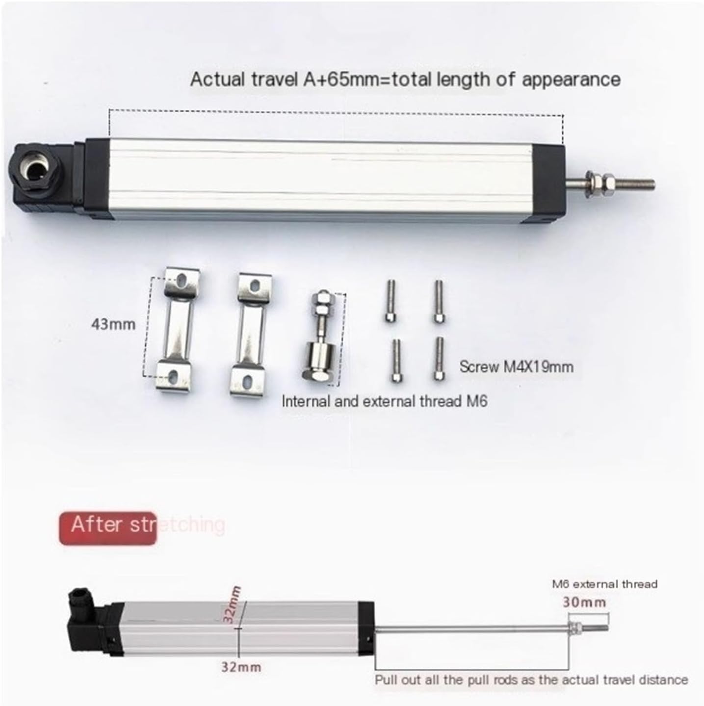 Injection molding Machine Electronic Ruler Linear Displacement Sensor Linear Potentiometer Tie Rod Type(225mm)