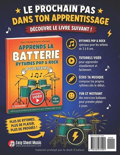 Batterie pour Enfants - Rythmes Faciles pour Débutants 3-8 Ans: Niveau 1 - Méthode visuelle sans solfège et sans lire la musique, coordination mains et pieds, exercices progressifs pour débutants – vue 2