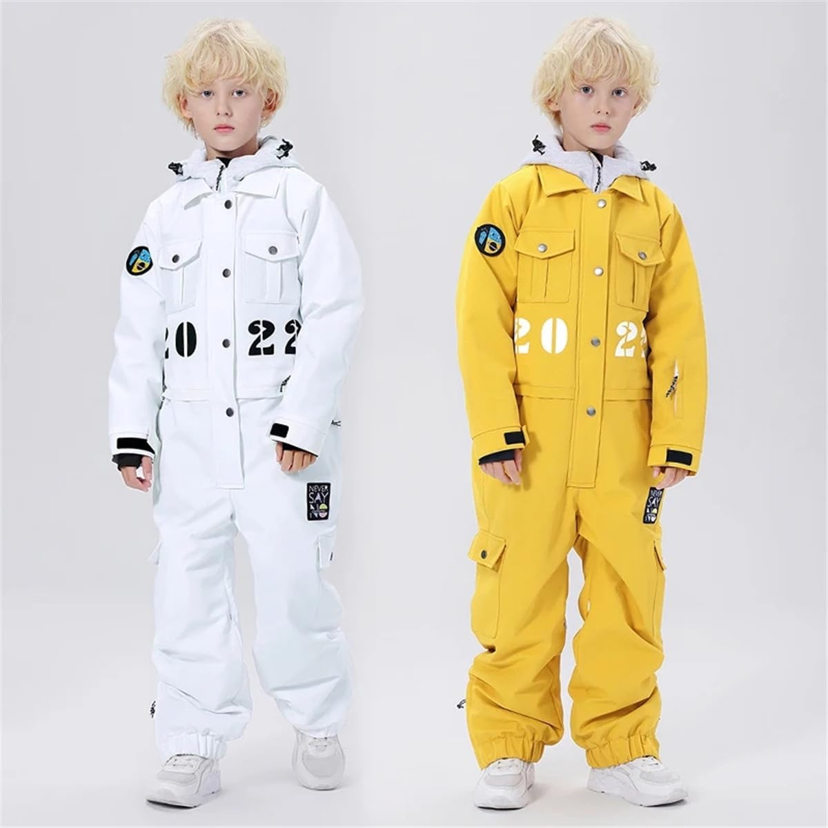 JELEUON Boys Girls Winter Warm Waterproof Windproof Ski Suit Insulated Jumpsuit Overalls Winter Snowsuits G-blue