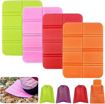 4PCS Moistureproof Foldable Outdoor Seat Cushion | Thermally Insulated Folding Seat Pad with 4 Storage Bags, Folding Foam Sit Mat for Camping Outing Outdoor Travel