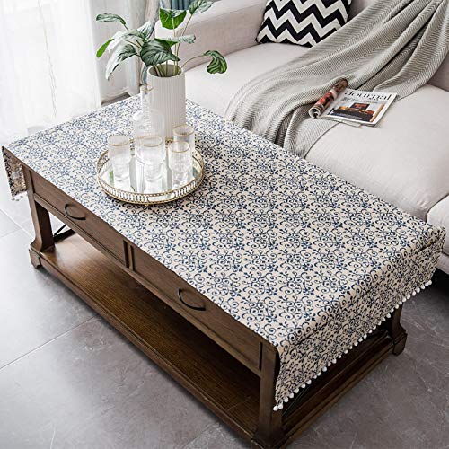 Daesar Blue and White Porcelain Pattern Cotton Linen Tablecloth #TOP29