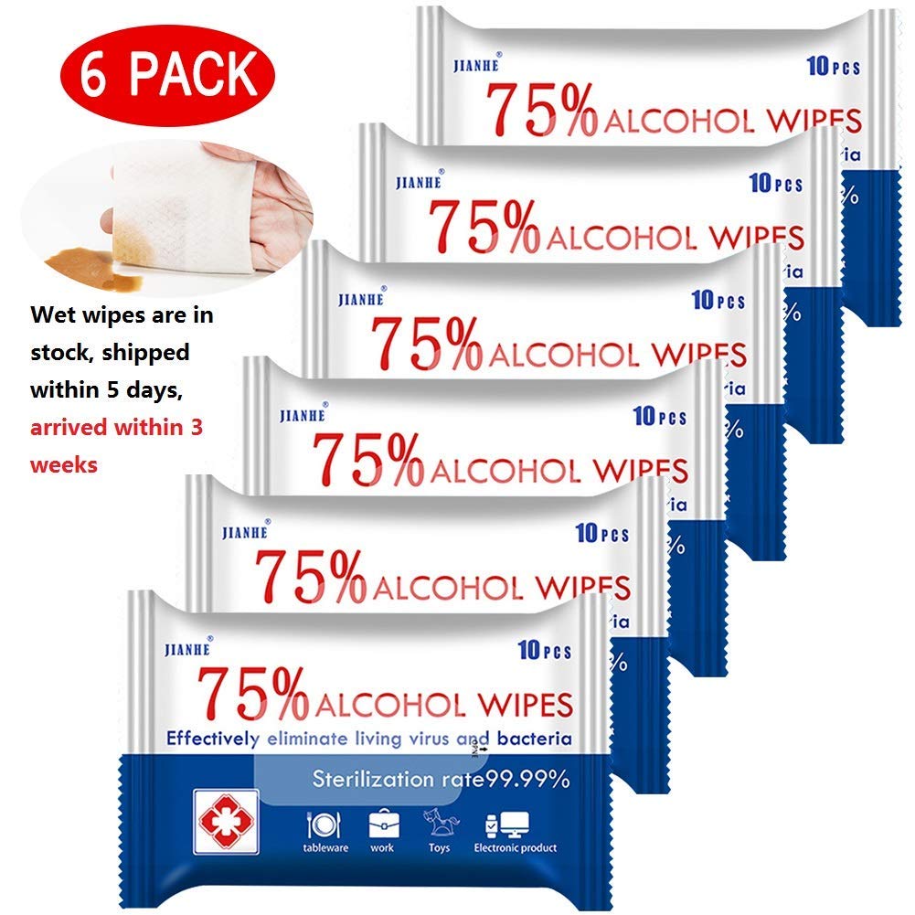 60 PCS Unscented Soapberry Wet Wipes, 75% Alcohol Disinfectant Wipes for Household Travel Toys Furniture Surface Flushable Wipes