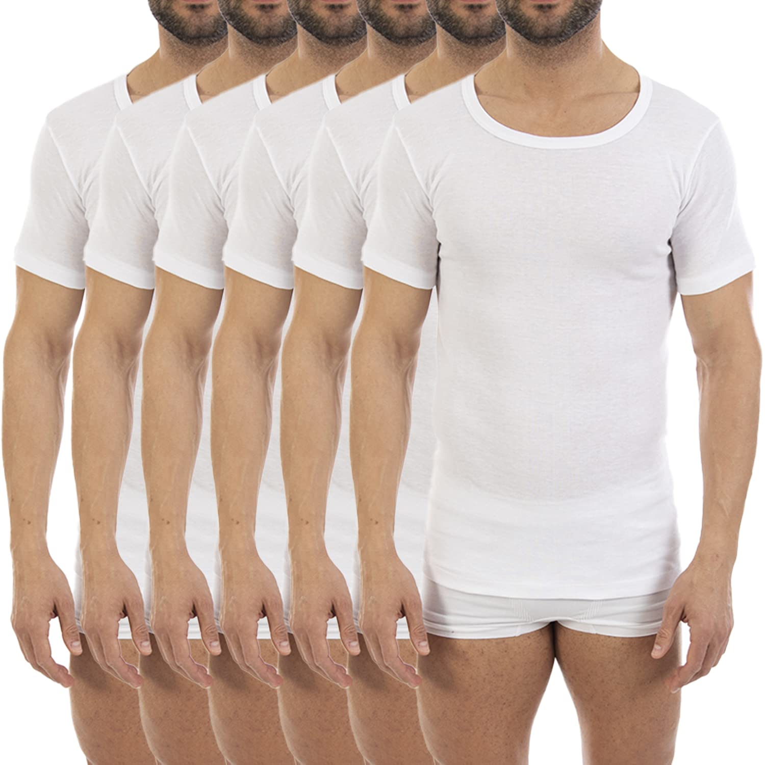 Lacotex Camiseta Interior Termal de Hombre | Camiseta Manga Corta y Cuello Redondo Térmica | Confort y Protección Térmica Interior | Pack Ahorro 6 Unidades | L102