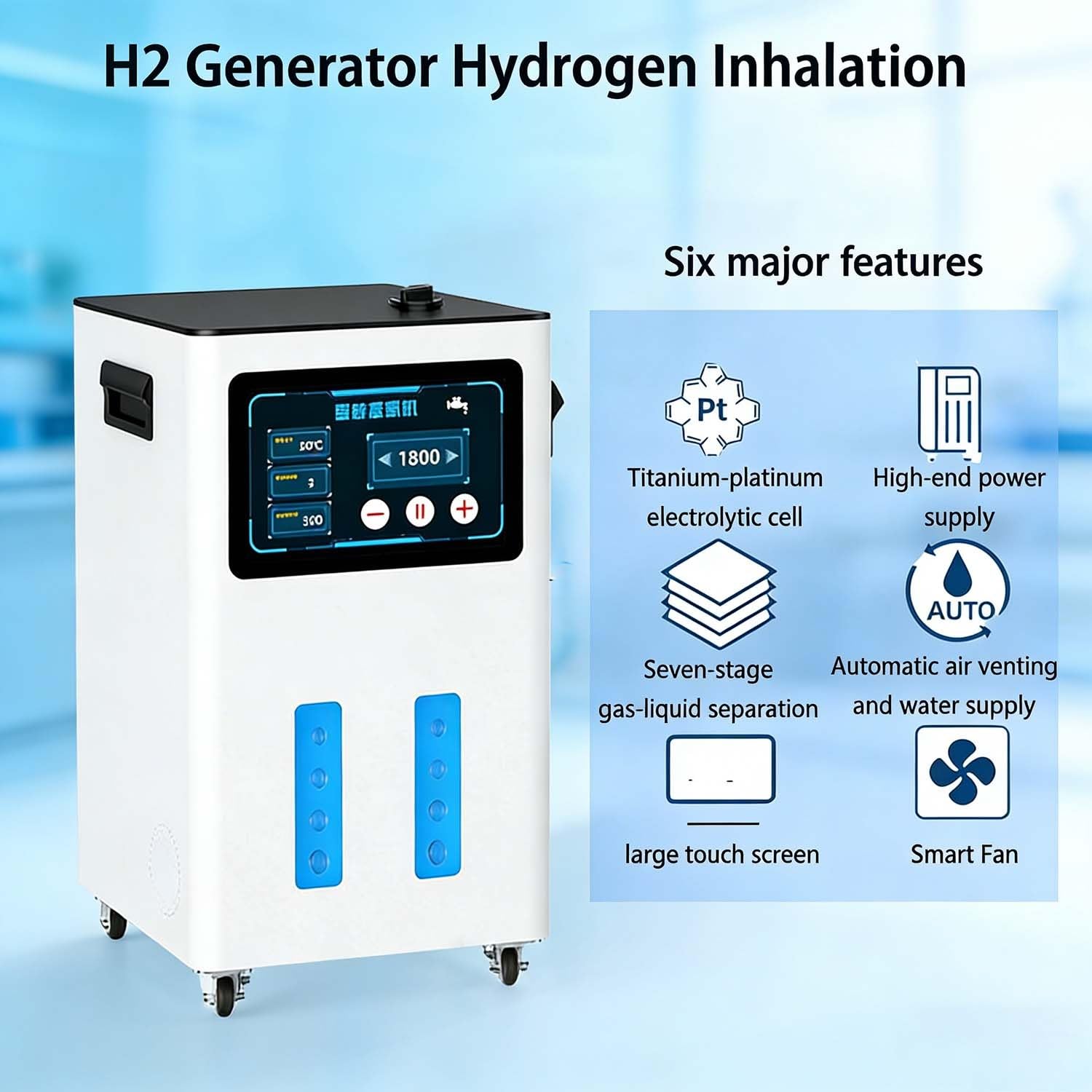Inhalator Trójpunktowy, Inhalator Wodorowy, Siedmiostopniowa Separacja Gaz-Ciecz, Brak Rozpylania Wody, Brak Przepływu Wstecznego, Przyspiesza Produkcję Wodoru(900ml)