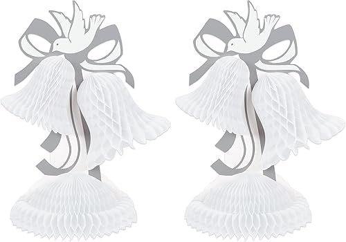 Miniatura 1 de Beistle Tissue Bell - Centro de mesa, 12 pulgadas, blancoplateado (paquete de 2)
