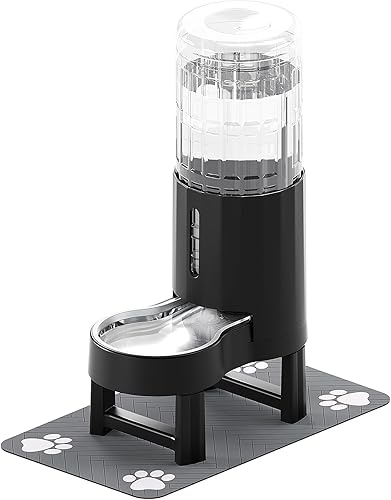 CZPET Dispensador de agua elevado para perros con alfombrilla para perros grandes, soporte elevado para bebedero alto para mascotas, alivia la