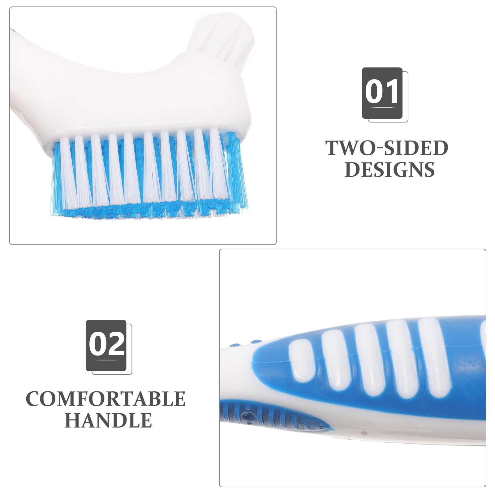 Generic Set da 2 Spazzolini Portatili per Protesi Dentarie Custodia Rigida, Doppia Faccia Setole Dure per Pulizia, Accessorio Pratico per Igiene Orale Domestica da Viaggio