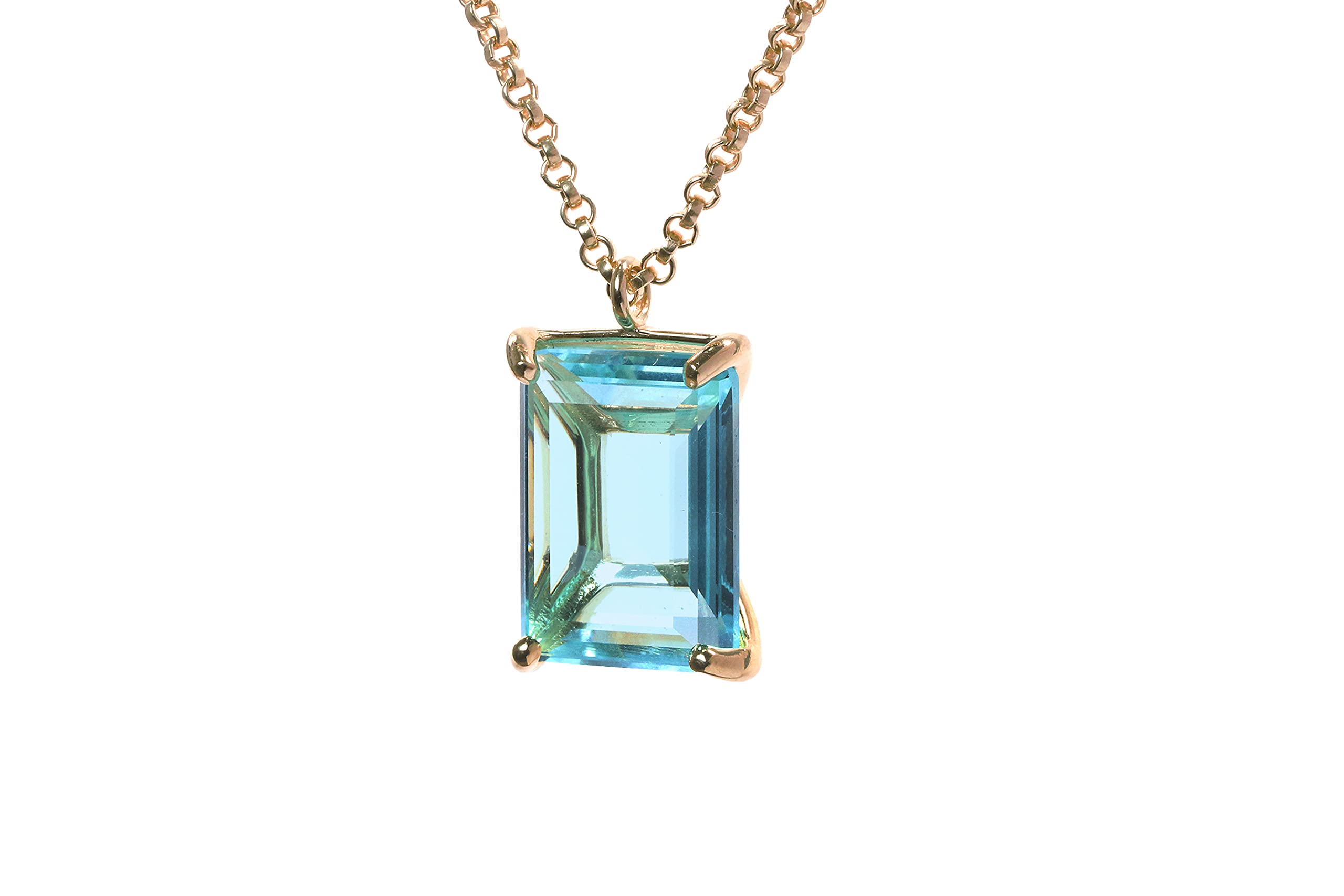 Anemone Rechteck Topas Halskette - Statement Edelstein Anhänger Rose Gold Halskette - Handgefertigter Edelstein Feiner Schmuck für Frauen - Geburtsstein Geschenk Halskette - mit Ausgefallen Box