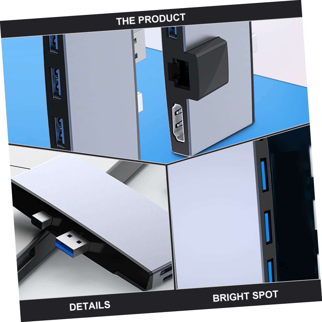 DOITOOL Concentrador USB Puertos Adaptador Multifunción para Surface Pro Concentrador USB Compatible Portátiles para Trabajo Casa