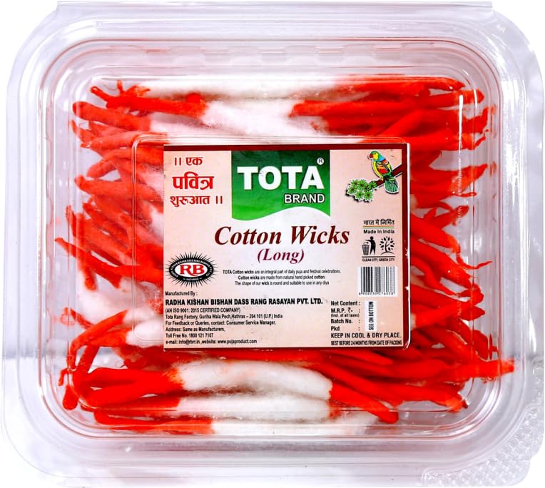 GenericTota long Cotton Wicks for Diya, White Rui Diya Batti, Natural Cotton Wicks 15g 100 Pcs.Pack of 1