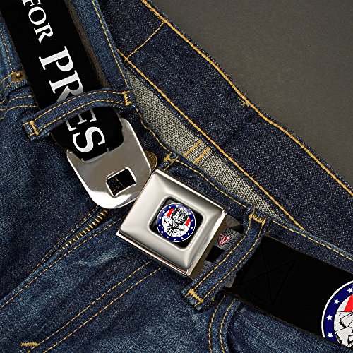 DC Comics Belt, Seatbelt Buckle Belt, The Joker For President Presidential Seal Black White Blue, Adjustable2