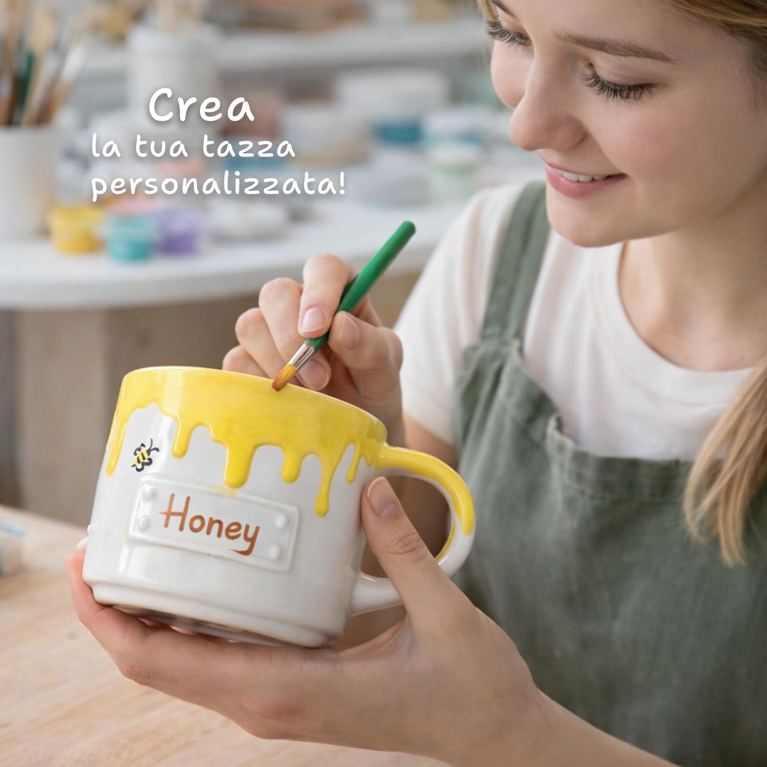 Festicy Set per Dipingere Tazze in Ceramica I 2 Tazze da 200 ml con 12 Colori, 8 Pennarelli e 4 Pennelli I Kit Creativo Adulti e Bambina I Idee Regalo Fai da Te I Hobby Creativi per Casa