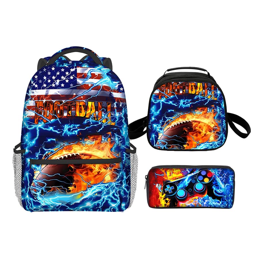 Oiibid Football Backpack 3pcs, Multiple Themes,...