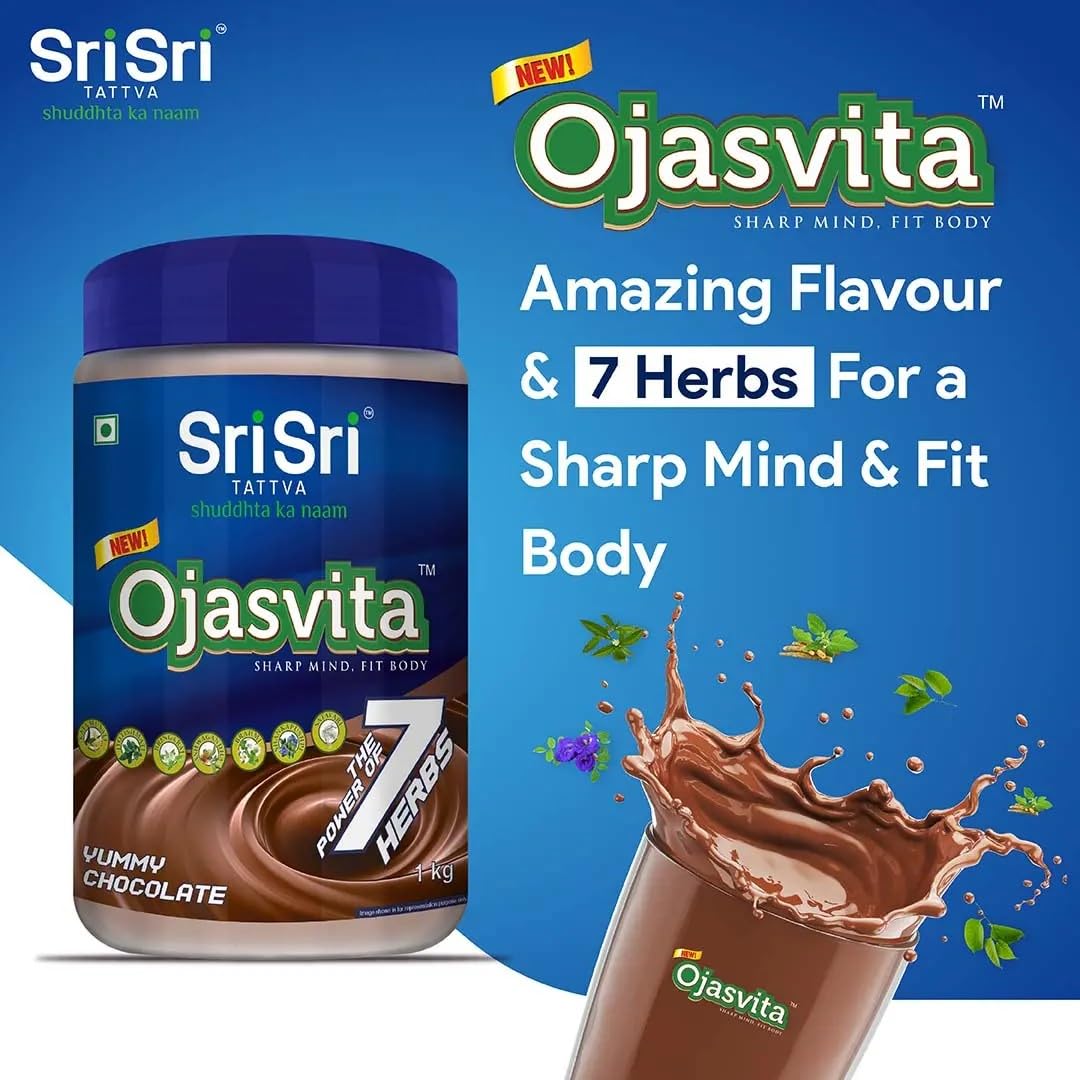 Sri Sri Tattva Chocolate Ojasvita | For Sharp Mind and Healthy Body | Milk Mix | Goodness of 7 Herbs| Immunity Booster – 1kg Pet Jar 4