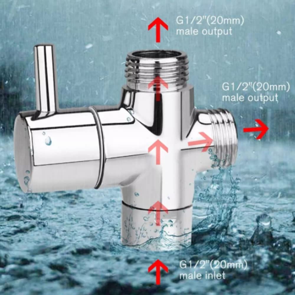 Vanne De Dérivation De Douche à 3 Voies G1/2in Multi-Fonction Séparateur D'eau Adaptateur Douche Accessoire Pomme Douche Pièce De Rechange Pour Salle De Bain