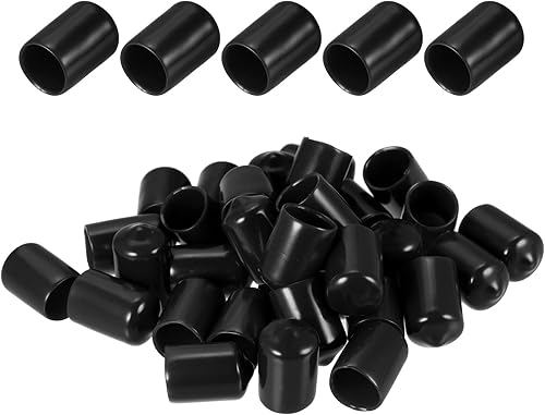 DMiotech Paquete de 50 protectores de rosca de tornillo negros ID de 12 pulgadas (0.472 in), tapas de goma para pernos de tornillo, tuberías de