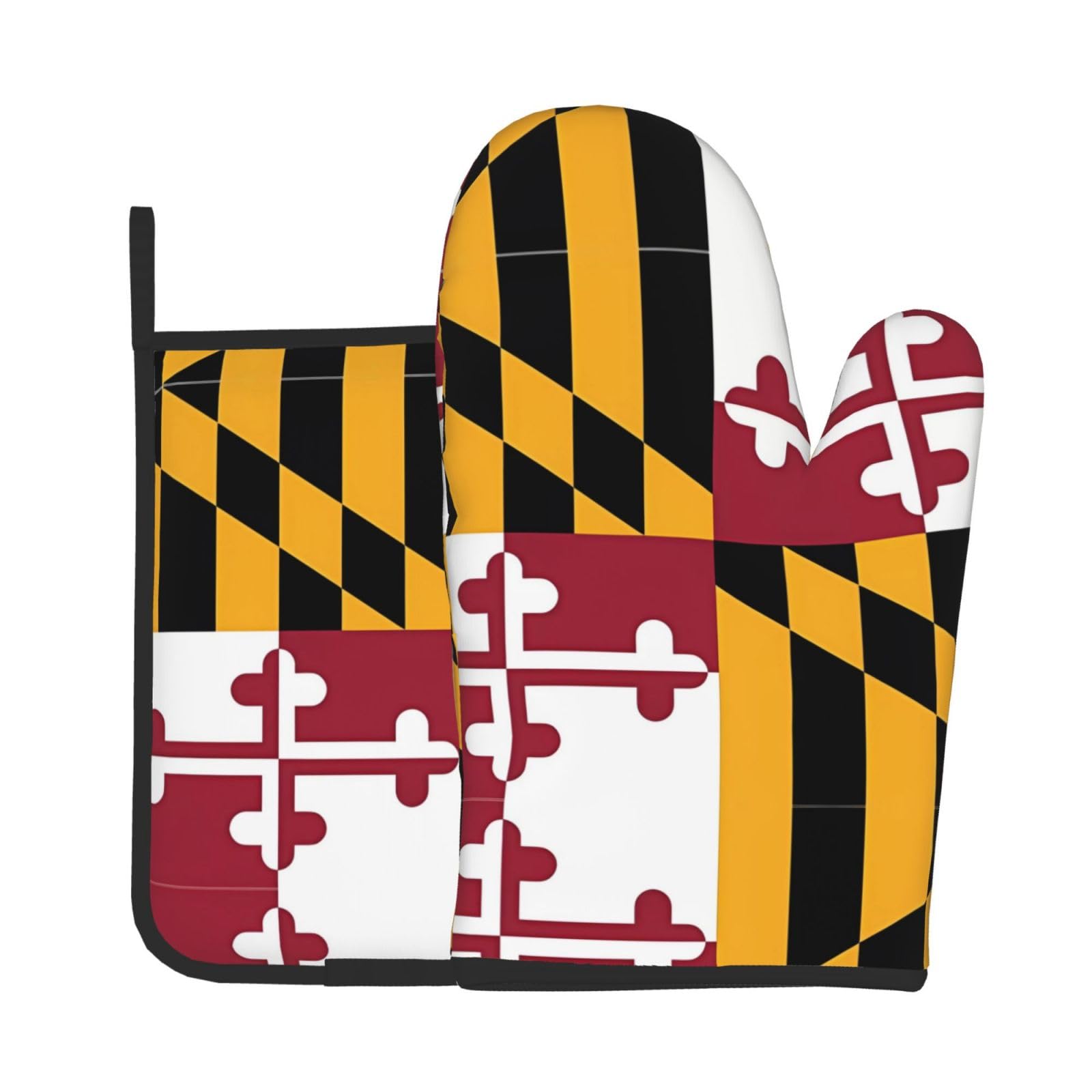 Oven Mitts and Potholders Set of 2 for Kitchen Baking Cooking GrayFlag of Maryland Thick and Durable