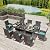 RTDTD 10 Pieces Patio Dining Set Outdoor Rattan Furniture Dinning Set with 2 Square Glass Tabletops 8 Chairs with Blue Cushions for Patio, Backyard Outdoor Kitchen Lawn & Garden