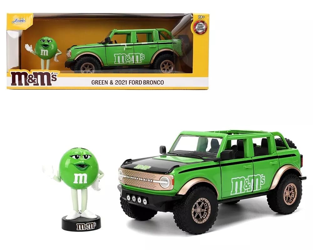 M&Ms 2021 フォード・ブロンコ　グリーン&グリーン・フィギア Amazon | 1:24 M&M'S ミニカー 2021年式 フォードブロンコ