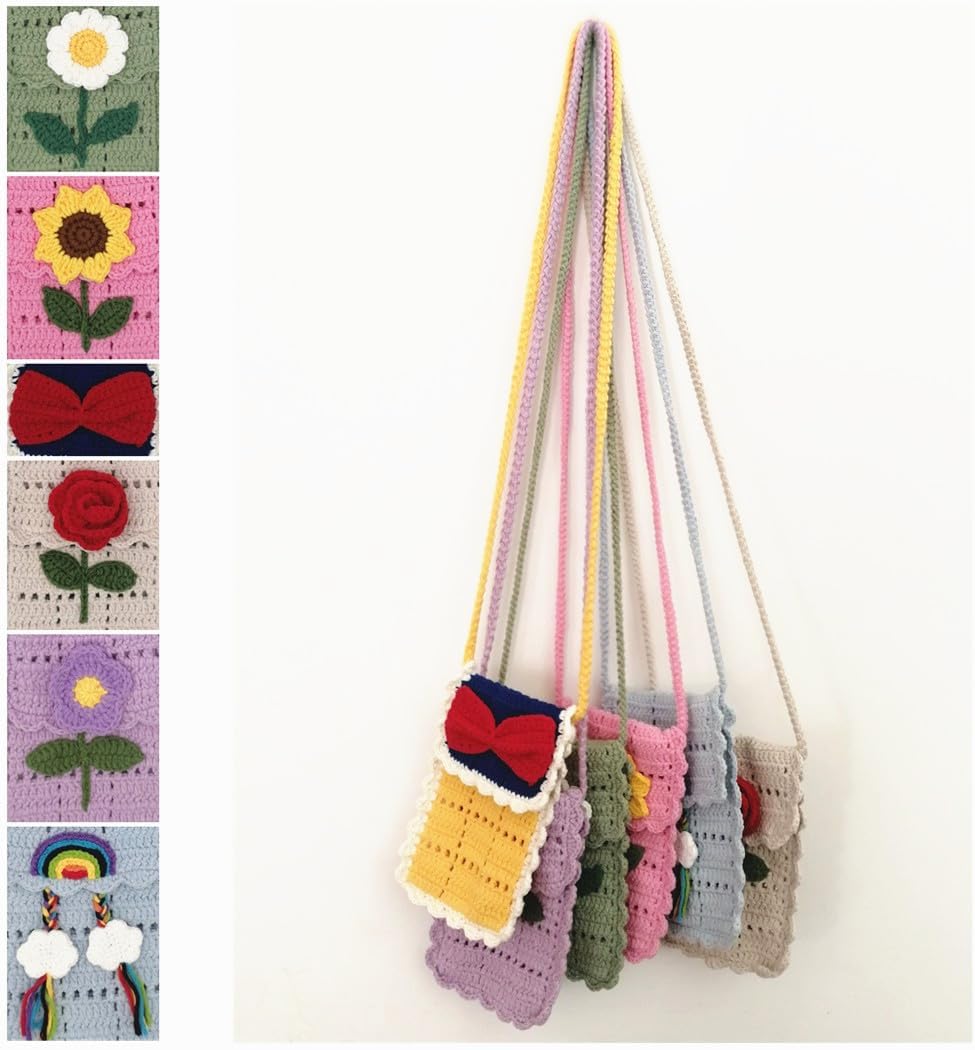 Handmade Crochet flower small Bag Phone Bag Knitted for Women for Girls - Image 6