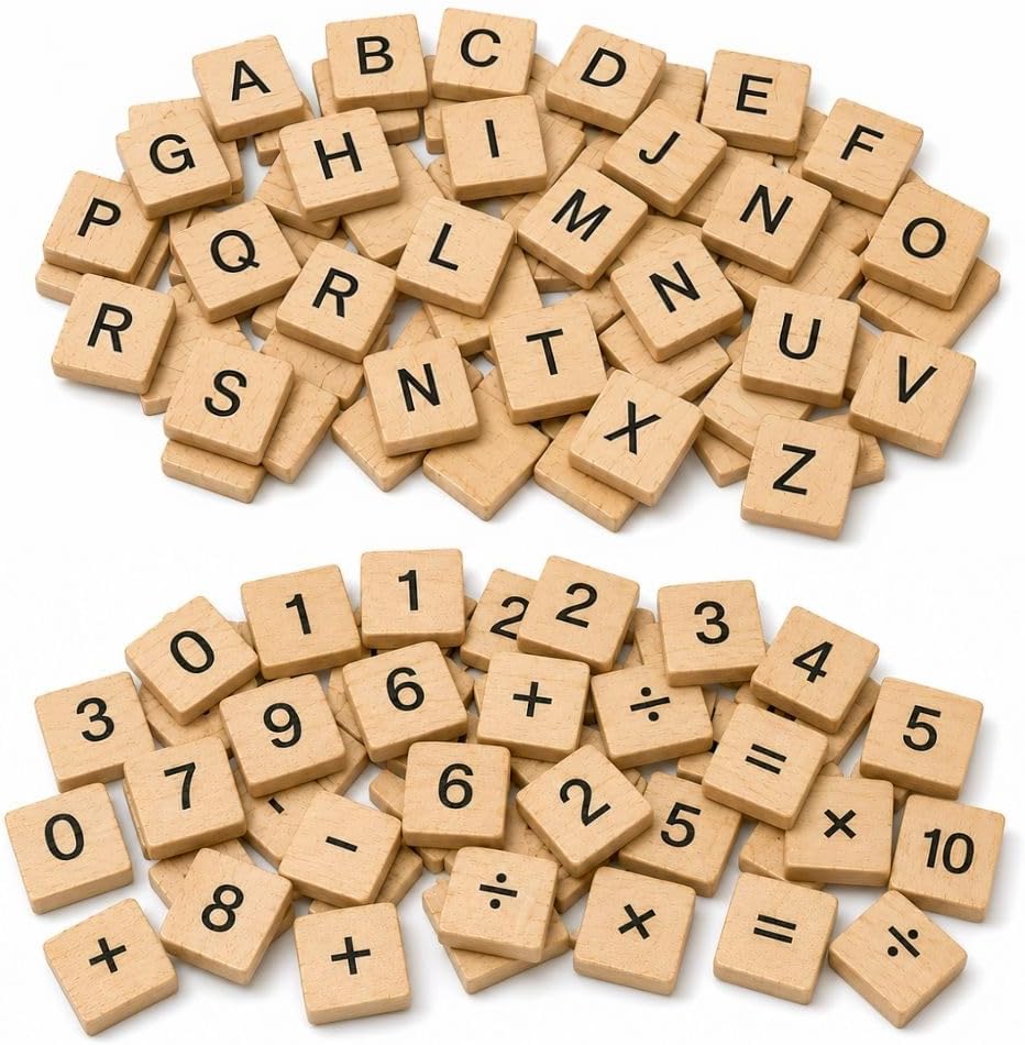 200PC Wooden Magnetic Letter and Numbers Set Fun Wall Art Fridge Refrigerator Tiles Decor for DIY Personalized Craft Home Office Alphabet Spelling Practice Learning Board Decoration Gifts for Adults