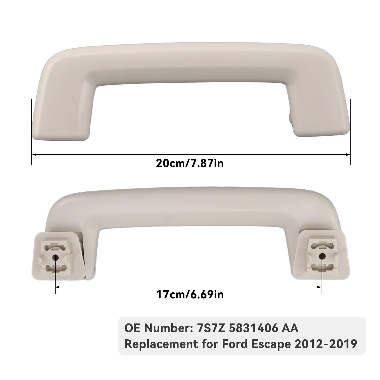 Manija de techo delantera, manija de agarre para techo interior del vehículo del lado del conductor con gancho OEM 7S7Z 5831406 AA, compatible con modelos 2012 a 2019