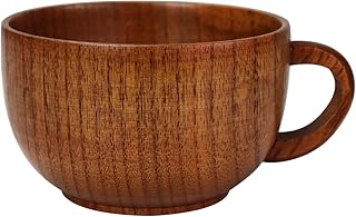 Buqoo Wooden Tea Cups & Wine Mugs - Vintage Teacup with Handle for Home, Dining Room, Bar & Cafe (150 ML)
