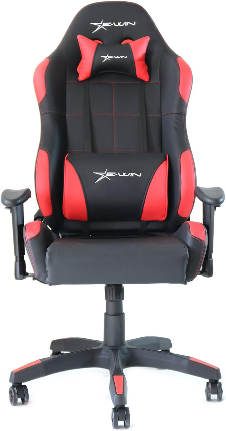 EWin Calling Series CLD Ergonomic Office Computer Gaming Chair with Pillows (Black Red)