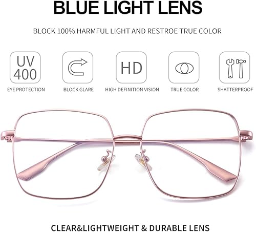 Miniatura 5 de Dollger Gafas de bloqueo de luz azul para mujer, antideslumbrante, filtro UV, gafas de juegos para computadora, gafas cuadradas matales retro