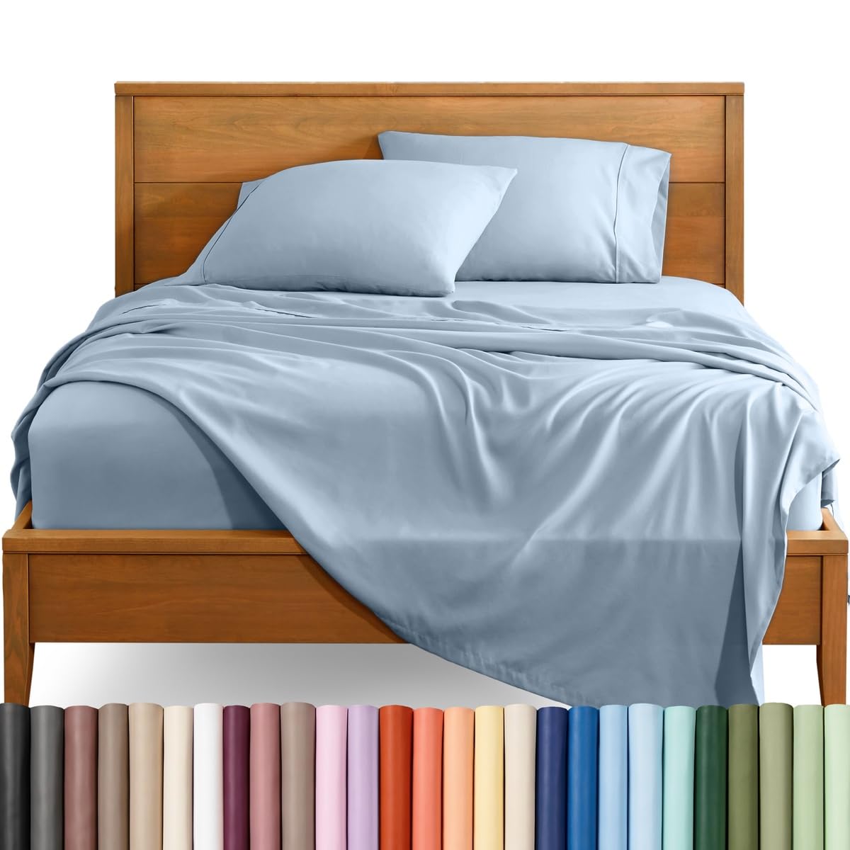 Bare Home Full XL Sheet Set - 1800 Ultra-Soft (Full XL, Dusty Blue) — image 1