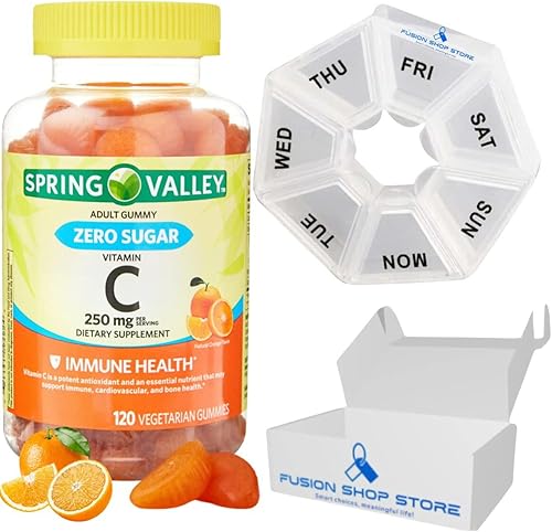 Miniatura 1 de Gomitas de vitamina C para adultos, gomitas Spring Valley sin azúcar, 120 unidades (1), juego con estuche de semana Fusion Shop Store (1)