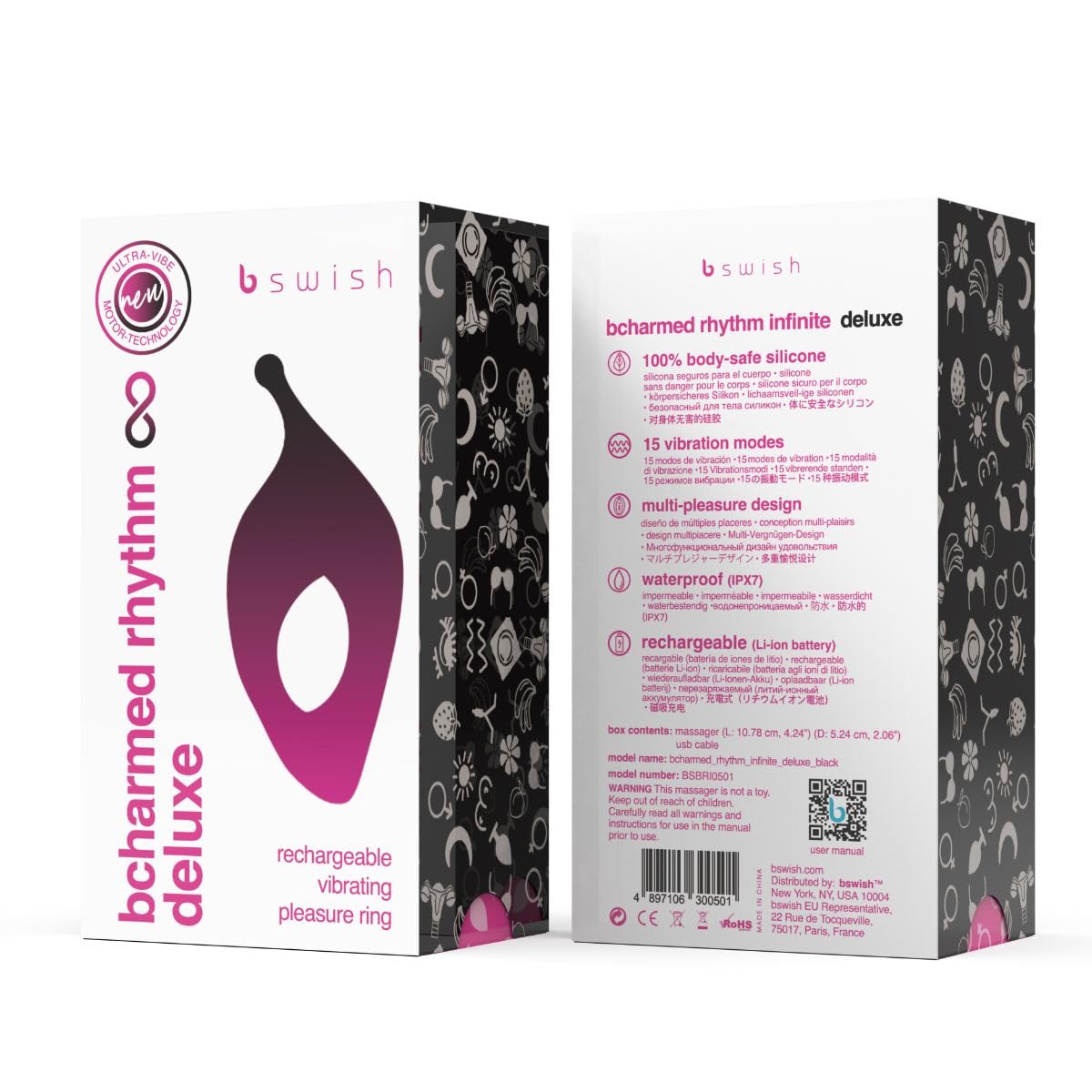 B SWISH - BCHARMED RHYTHM INFINITE DELUXE ANELLO 15 VIBRAZIONI NERO