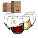 Large Stemless Wine Glasses Set of 6, 17 Ounces Red & White Wine Glasses Tumbler for Party, Clear Drink Glasses, Ideal Wine Accessories Gift, Lead-free, Dishwasher Safe