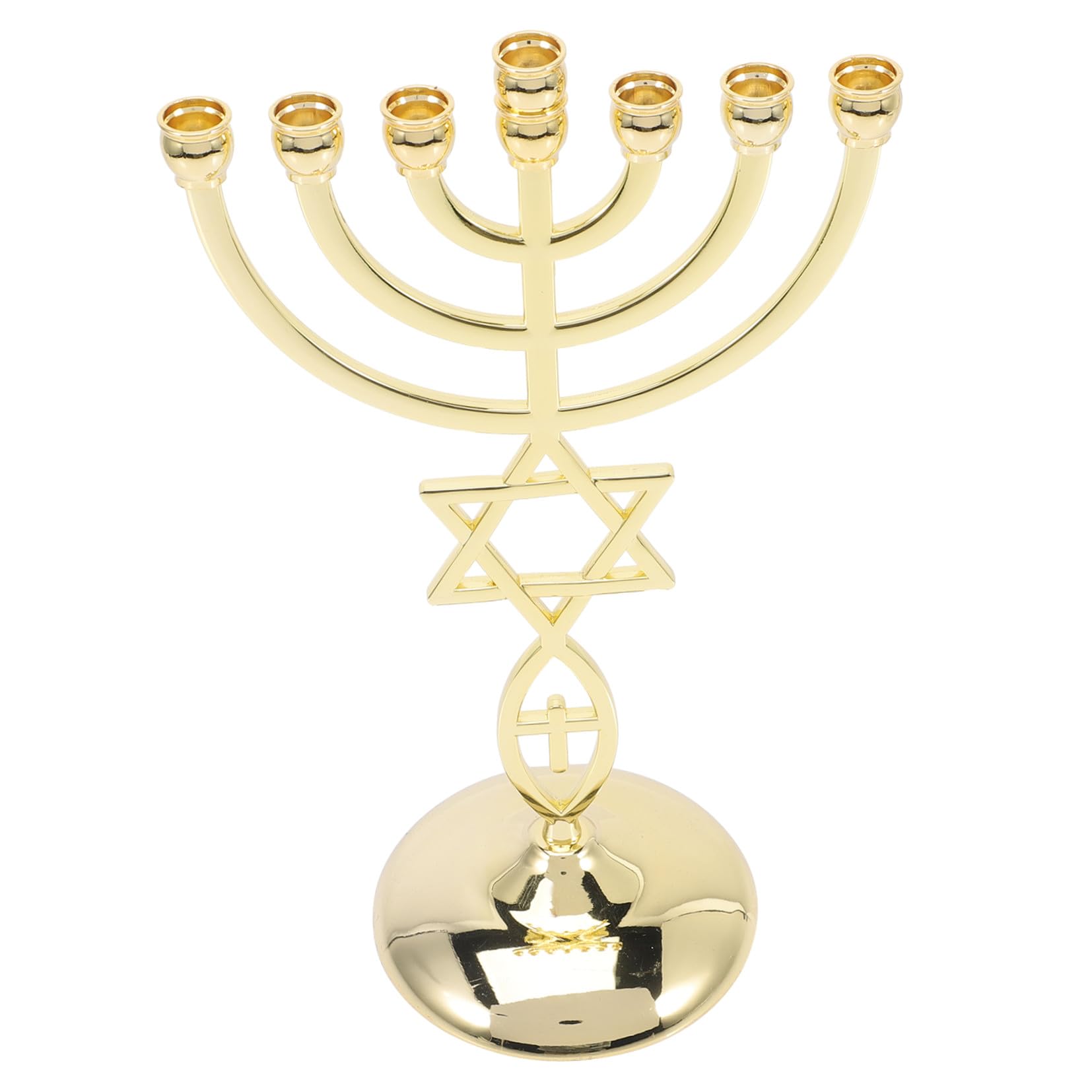Menorah Candle Holder Star of David 7 Branches Jerusalem Menorah Pillar Candle Stand Golden Candlestick Holder for Shabbat Tabernacle Table Centerpiece-image-22