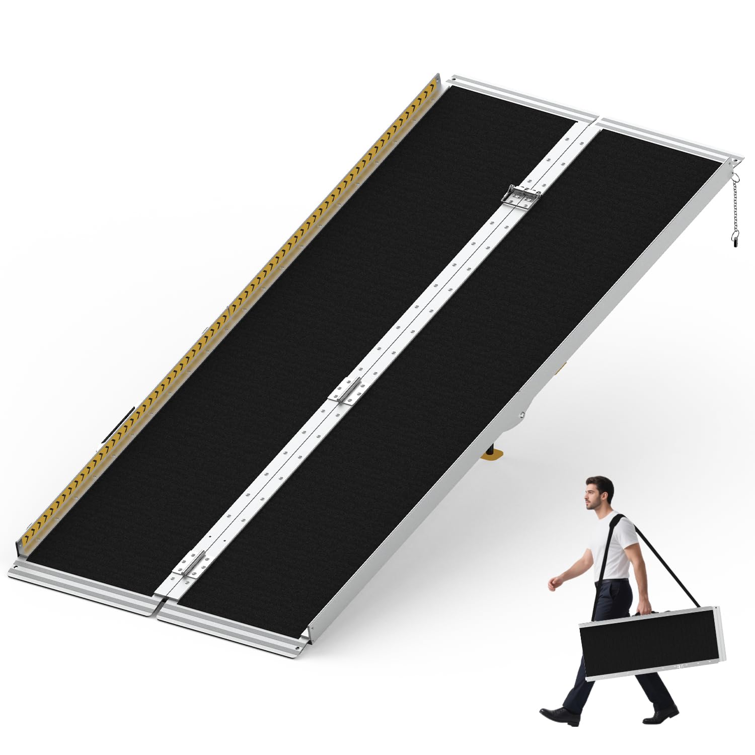 FODINGHILL 6FT Wheelchair Ramp,800 LBS Capacity Portable Wheel Chair Ramp with Shoulder Strap,Aluminum Door Threshold Ramps for Home Steps, Curbs,