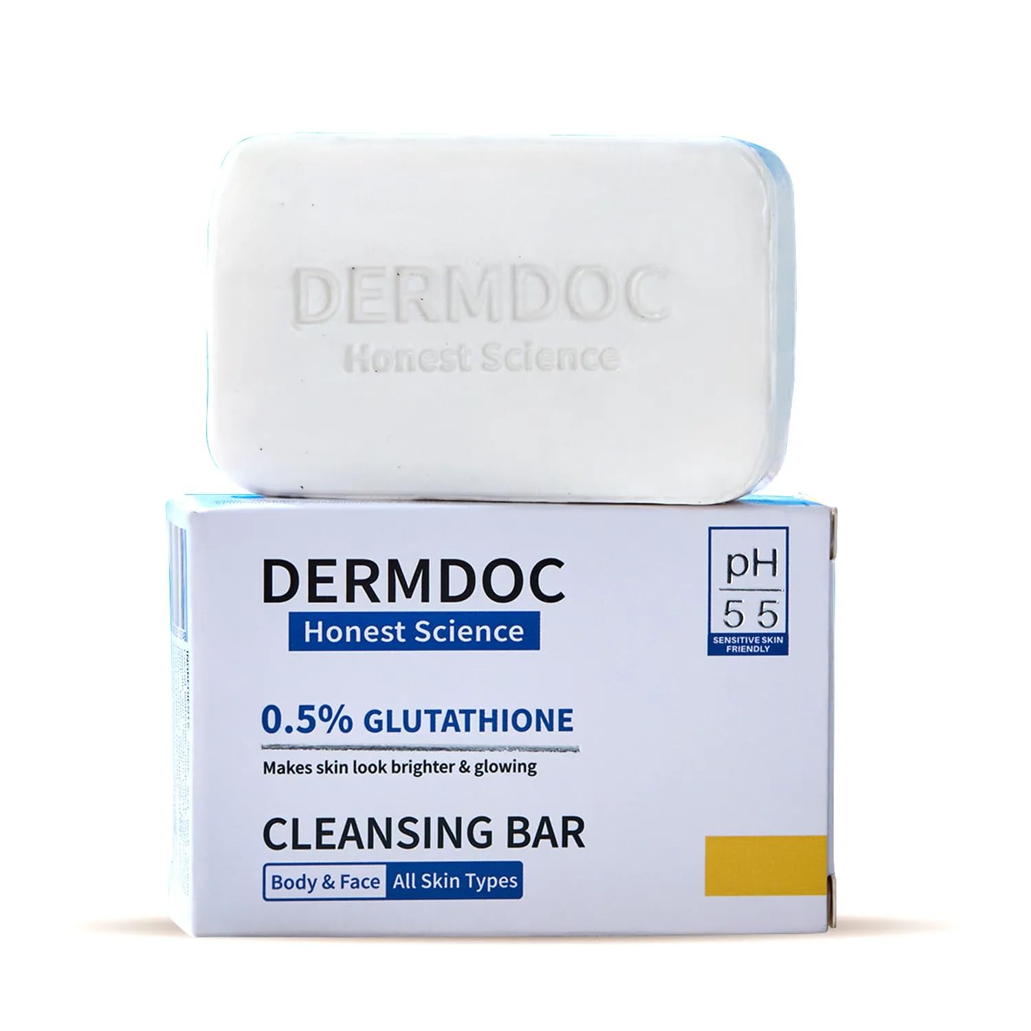 Buy DERMDOC 0.5% Glutathione Cleansing Soap Bar (75 gm Pack of 3) | Soap Free Formula | Sensitive Skin Friendly | Skin Brightening
